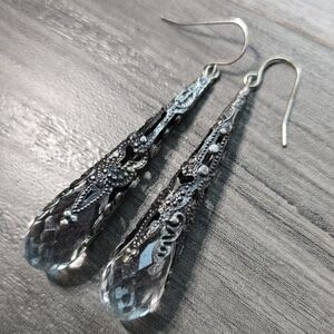 Vintage Elegant Silver Drop Earrings